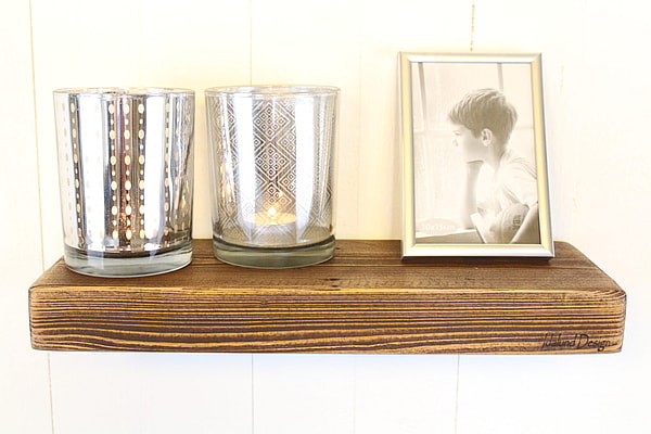 Svævehylde 40x14x4,5cm Mørkebrun. Håndlavet i genbrugstræ af Idalund Design Produkt billed Idalund Design