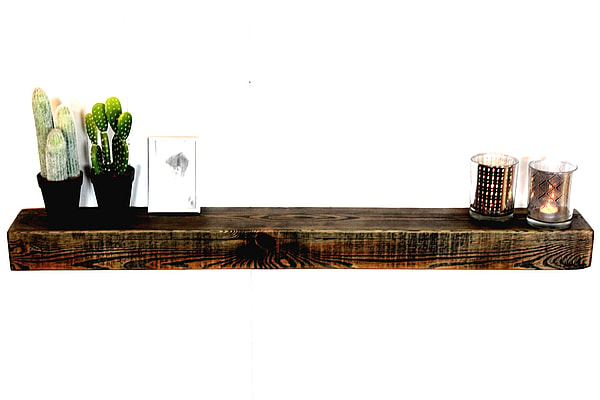 Massiv Svævehylde Sort 120x14x10 cm. Håndlavet i genbrugstræ af Idalund Design produkt billed Idalund Design