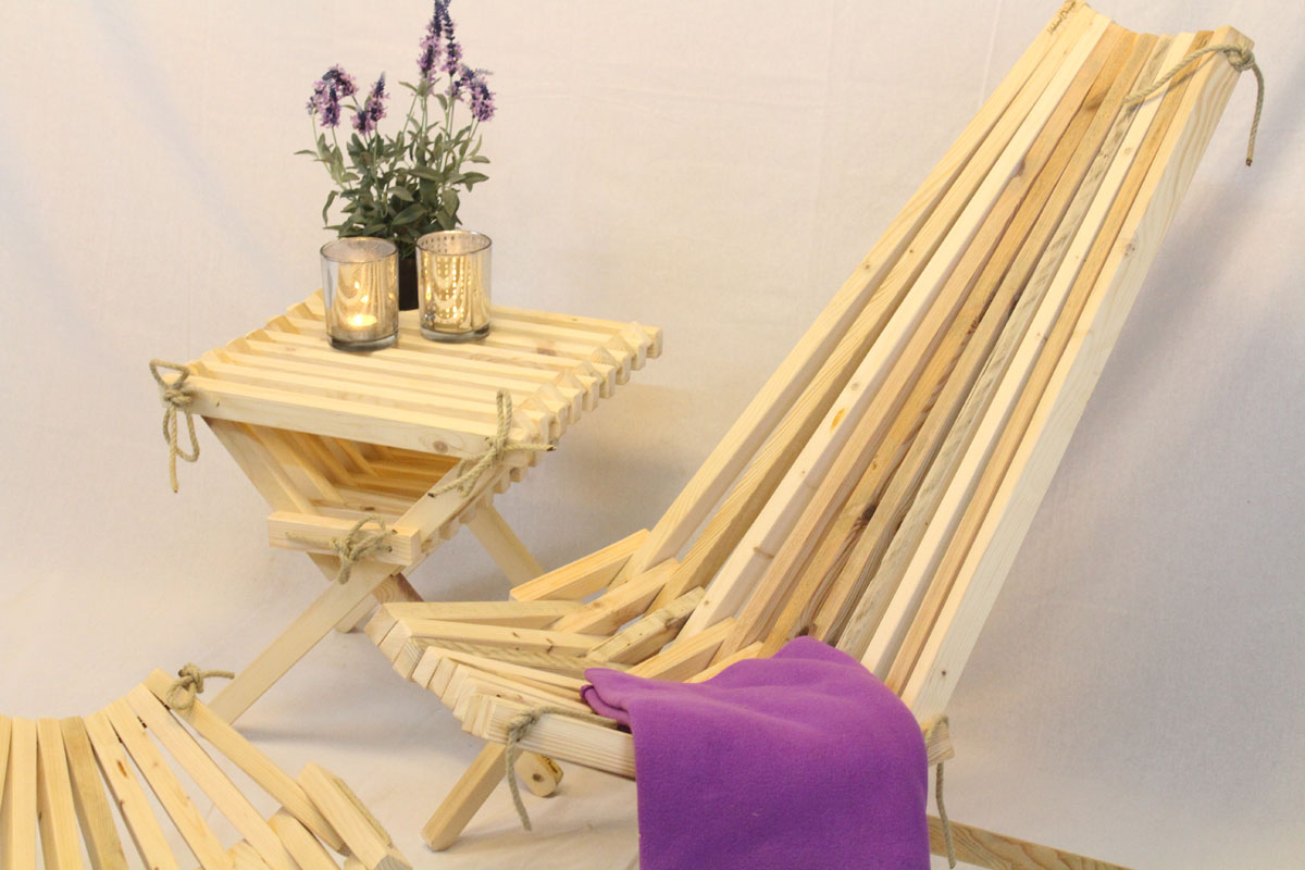 Lamel stol, bord og fodskammel ubehandle (3)